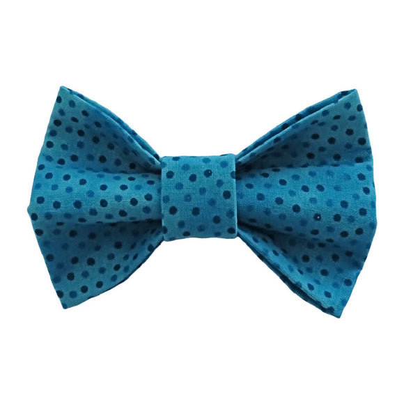 Dog Bow Tie - Lots of Little Teal Dots